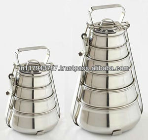 Recipientes y Cajas de Almacenamiento de Alimentos King Steel Pyramid Tiffin, Metal, Conservación de Frescura Sostenible, Regalo para Ramadán - Product Image 1