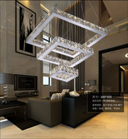 Lustre led suspendu composé d'anneaux carrés, design moderne, luminaire décoratif d'intérieur, idéal pour un salon