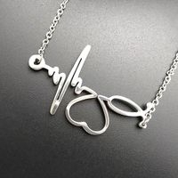 Collier en acier inoxydable sur mesure de style italien pour femmes, or rose, rythme cardiaque avec diamants, chaînes plaquées or