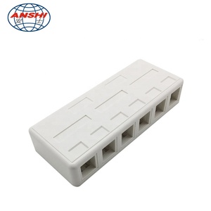 ANSHI 6 منافذ RJ45 UTP جاك حجر الزاوية CAT5E CAT6 سطح أبيض جبل الاتصالات السلكية واللاسلكية المنتج