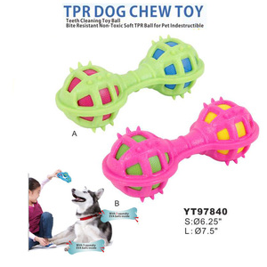 Diş temizleme pet oyuncak top köpekler ısırık yumuşak <span class=keywords><strong>TPR</strong></span> topu iki squeaker - Product Image 3
