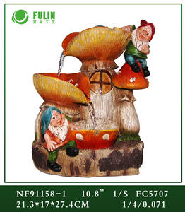 Fulin מותג tabletop שרף גנום בית פטריות עמיד למים מזרקת מים עם כדור מתגלגל אור מקורה מפל - Product Image 2