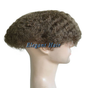 Elegante Postizo de Cabello Humano Natural Indio para Hombre, con Base de Encaje Suizo Superfino de 10 mm, Estilo Afro Ondulado y Rizado - Product Image 5