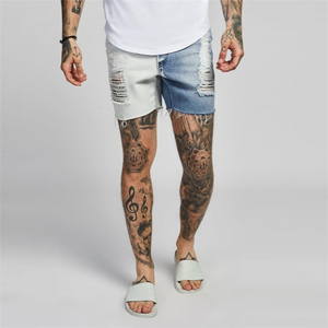 Cool <span class=keywords><strong>Skinny</strong></span> Push up Damaged Jeans Shorts <span class=keywords><strong>Hombre</strong></span> - Product Image 2
