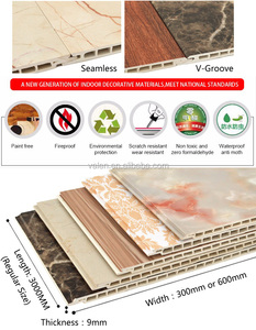 Panneaux muraux décoratifs intérieurs <span class=keywords><strong>en</strong></span> PVC, dimensions personnalisées, commandes <span class=keywords><strong>en</strong></span> gros, <span class=keywords><strong>prix</strong></span> d'usine, 600x9mm, matériau écologique - Product Image 2