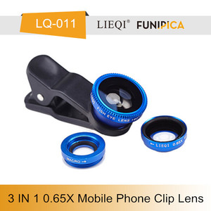 Universal kit de lentes, 0.65x gran angular ojo de pez macro teléfono celular lente de la cámara para smartphones - Product Image 4