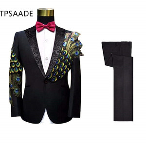 Chaqueta con apliques para hombre, trajes de lujo, decoración de escenario, baile de graduación, 2 piezas, WPY005, último diseño