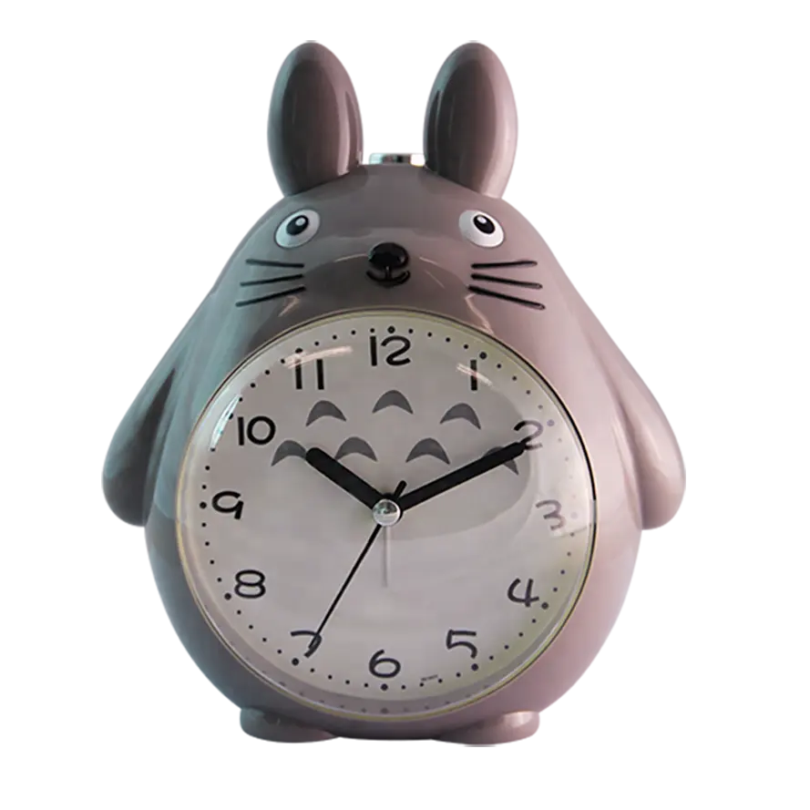 Reloj despertador de escritorio en forma de animal 3D Totoro con luz LED