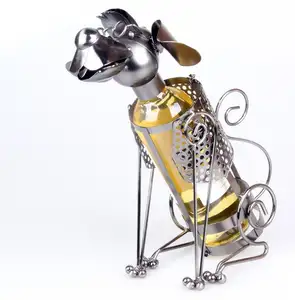 Mettle High Quality Dog Shape Metal Craft Accommodate One Bottle Metal Wine Rack Bottle Holder For Home Decoration