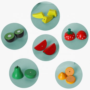 Jouets de cuisine en bois de cm, légumes <span class=keywords><strong>et</strong></span> fruits, jeu de coupe magnétique miniature - Product Image 4