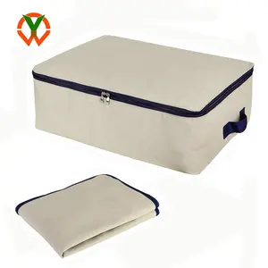 Dobrável Eco-friendly Algodão Lona Underbed Armazenamento Saco Impermeável Reutilizável Sob Cama Saco De Armazenamento