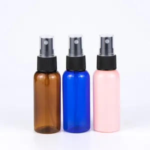Spray de plástico personalizado com rótulos, garrafa de plástico transparente azul oval para rosto à prova de vazamento, 1 oz/20 ml/30 ml/50 ml/100 ml