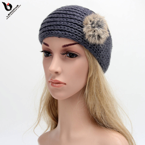 Azul mujeres barato lana de punto accesorios <span class=keywords><strong>para</strong></span> el <span class=keywords><strong>cabello</strong></span> pretty POM diadema - Product Image 1