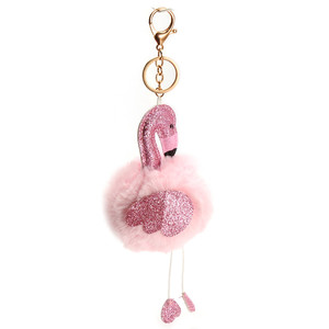 Llavero rosado lindo de la muñeca de la felpa del flamenco - Product Image 1