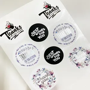 Custom Round Stickers For Small Business Thank You Labels Round Labels Waterproof Matt Stickers Company Logo Label