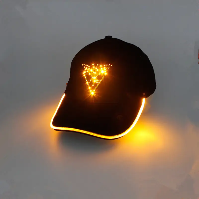 गर्म बिक्री फैशन खेल एलईडी प्रकाश टोपी, बेसबॉल कैप्स के साथ एलईडी रोशनी, ऊपर प्रकाश का नेतृत्व किया टोपी