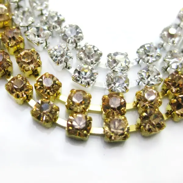Cadena de copa de diamantes de imitación, piedras de cristal, plata, ss38, tamaños grandes, cadena de cristal recortada para bricolaje