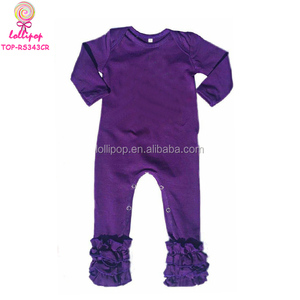 Pagliaccetto per neonati e bambine all'ingrosso <span class=keywords><strong>abbigliamento</strong></span> da Boutique floreale e solido in bianco a 3 strati di cotone manica a balbuzie per bambini - Product Image 6