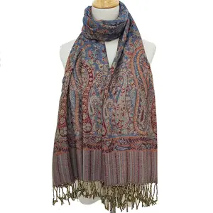 High quality fashion paisley jacquard pashmina scarf lady classic unique shawl