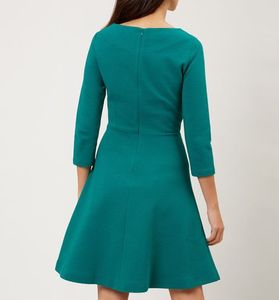 Abito Skater solido con maniche a 3/4 <span class=keywords><strong>verde</strong></span> <span class=keywords><strong>smeraldo</strong></span> di alta qualità da donna personalizzato - Product Image 2