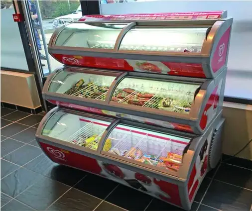 Yeşil ve Sağlık 3 dondurma dondurucu ekran üç katmanlı dondurma vitrin süpermarket için