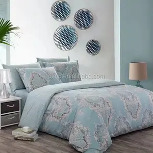 OEM green and grey adult bedding set duvet cover with pillow case quilt cover bedding 100 polyester printed for textile