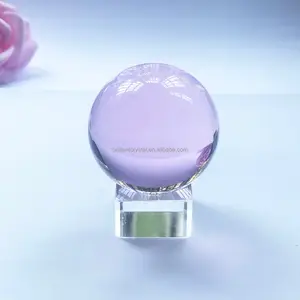 Boule de guérison magique rose qualité AAA, sphère en verre 50mm avec support de base en cristal