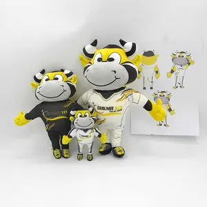 Custom 20cm promotion mascot Spanish Fighting asian red brown cow riding soft plush animal bull custom stuffed toy