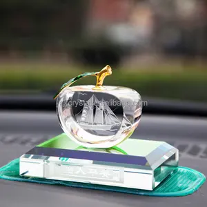 Asiento de perfume de coche de manzana de cristal grabado con láser, ambientador líquido para decoración automática