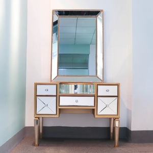Unique Design Bedroom Furniture Sparkly <strong>Mirrored</strong> Dresser 5 Drawers <strong>Dressing</strong> <strong>Table</strong> <strong>with</strong> Round Stool - Product Image 4