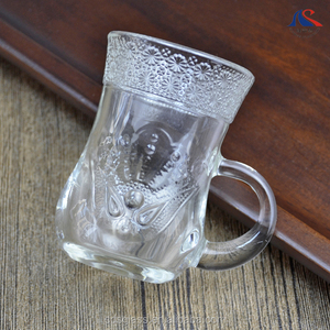 Middle East <strong>Arabian</strong> 2oz Small Handle <strong>Tea</strong> Glass Cup <strong>Set</strong> With Saucer 60ml Espresso Coffee Mug With Dish Plate Turkish Drinking <strong>Set</strong> - Product Image 1