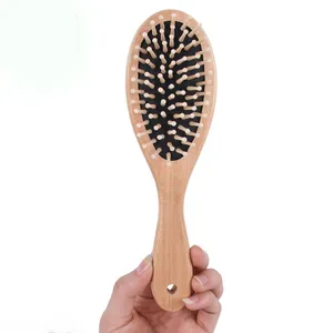 Natural birch wood Hair Brush and 1 Detangler Wooden Paddle Hair Brush