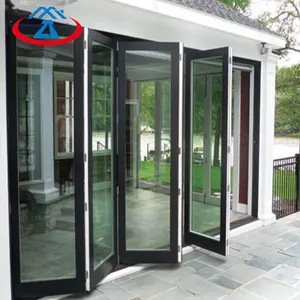 ZHTdoors-puerta de vidrio plegable para exterior e interior, de aluminio, plegable, para patio