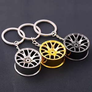 New Design Cool Luxury metal Keychain Car Key Chain Key Ring creative wheel hub chain For Man Women Gift