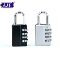 Candado de Combinación de 4 Dígitos AJF A02, Candado Pequeño de Doble Apertura, Aleación de Zinc, Plateado y Negro, 30 mm, para Maletas, Cajas de Herramientas