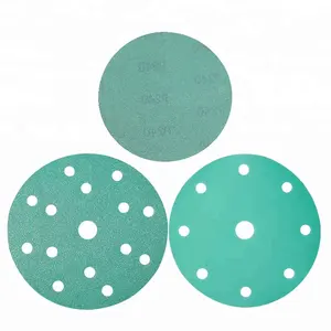 6'' 6 holes Green grit 800 Hook and Loop paper backing Shape aluminum oxide sanding film disc for paint grinding