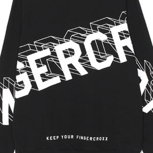 Moda al por mayor 100% algodón tejido negro impresión sudadera sin capucha - Product Image 6