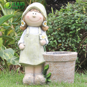 Fille de résine jardin pot pour plante - Product Image 1
