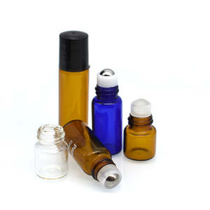 Aceite Esencial pequeño, 1 ml, 2 ml, 3 ml, 1 ml, 2 ml, 3 ml, <span class=keywords><strong>4ml</strong></span>, 5ml, botella de vidrio mini enrollable con bola de rodillo de metal y tapa - Product Image 2