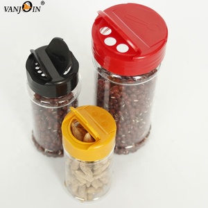 Bocaux à épices en plastique transparent de 500 ml (16 oz) avec couvercle rouge à clapet, trous de tamisage et côtés ouverts pour verser, pot à condiments de 250 ml - Product Image 1