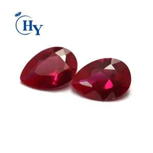 Máy rực rỡ cắt hình dạng quả lê tổng hợp màu đỏ của ruby đá quý đối với trang sức làm