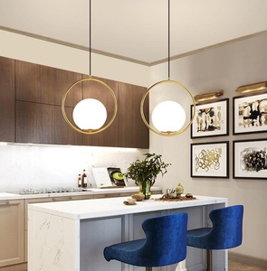 2019 الحديثة شنقا دائرة حلقة معدنية أدى كرات من الزجاج الثريا ضوء - Product Image 6