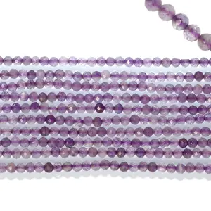 Stone Beads Gemstone Natural Faceted Amethyst Stone Beads 2mm/3mm Faceted Stone Round Bead Gemstone Beaded For Necklace DIY