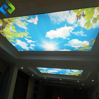 Plafonds tendus ZHIHAI, imprimé arbre vert avec soleil, faux plafond lumineux