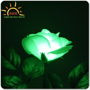 Lampe LED multicolore changeante, 1 pièce, fleur de Rose blanche sur une tige verte avec feuilles - Product Image 3