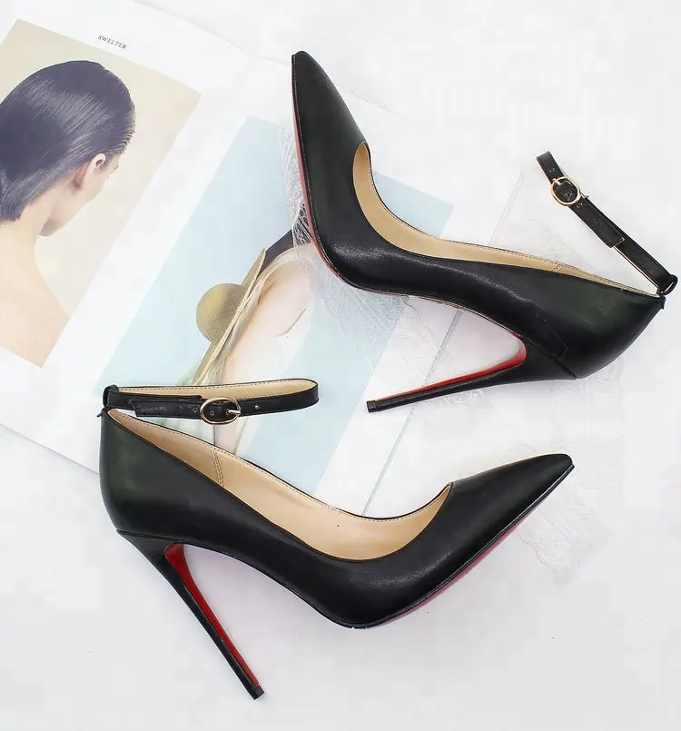 2023 Ladies Sexy Party Wear Leather Ankle Strap Stiletto High Heels Sandals Dance Pumps Shoes