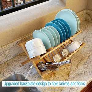 <span class=keywords><strong>Escurridor</strong></span> de Platos y Organizador de Utensilios de Bambú Multifuncional de Doble Nivel <span class=keywords><strong>Plegable</strong></span> para Encimera - Product Image 5