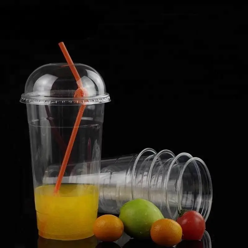 PET 107mm 30oz 32oz Plastiks alat Smoothies Cup Container Lebensmittel verpackung Plastik becher Umwelt freundlicher Saucen becher