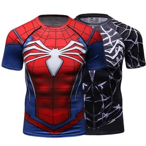 T-shirt manches courtes homme, comique, fitness, personnalisé, spiderman