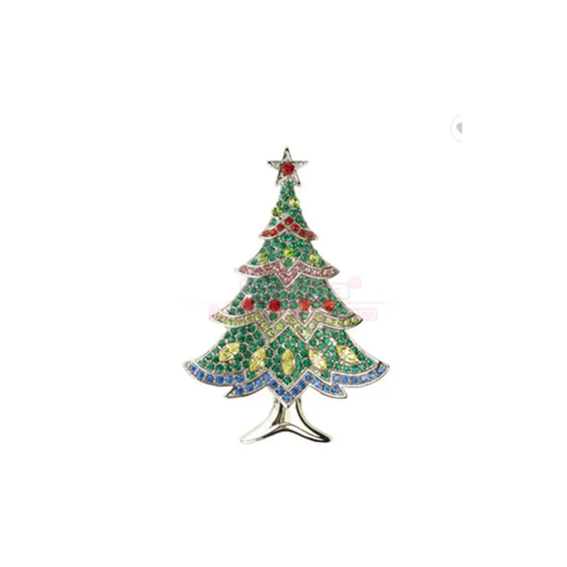 Tự chế Cổ Điển Warner Rhinestone Giáng Sinh Tree Pin Trâm đồ trang sức